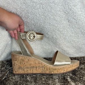 Bernardo Gold Wedge Sandal
